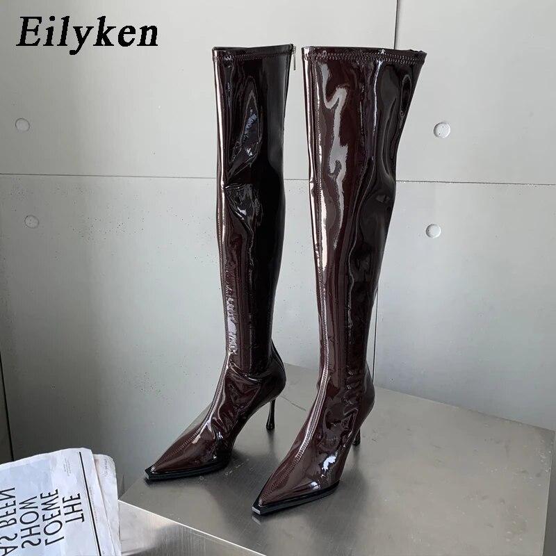 Eilyken, женские сапоги выше колена из лакированной кожи, пикантные мотоциклетные высокие сапоги на молнии, женские осенне-зимние туфли на тонком высоком каблуке
Eilyken, женские сапоги выше колена из лакированной кожи, пикантные мотоциклетные высокие сапоги на молнии, женские осенне-зимние туфли на тонком высоком каблуке