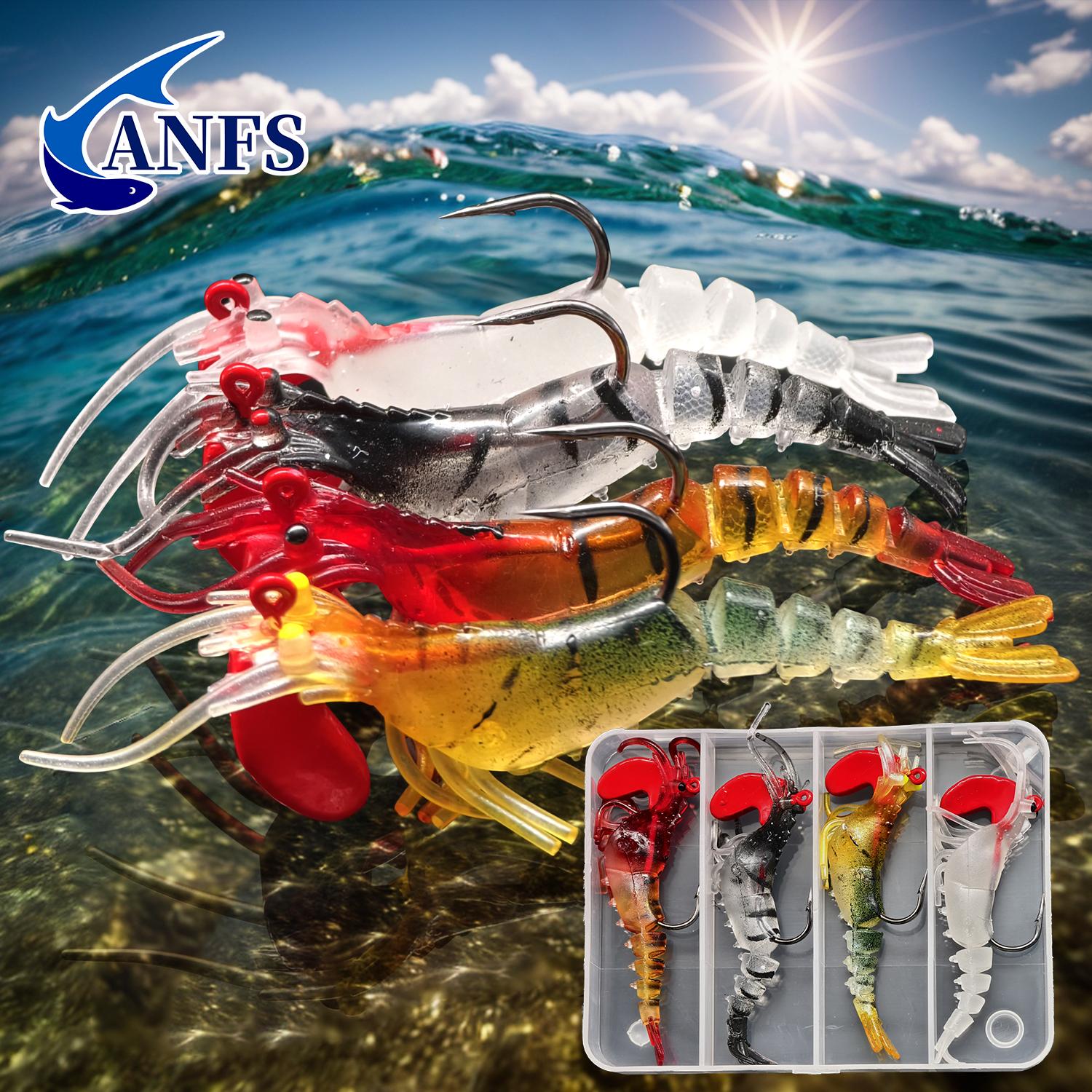 4pcs Soft Shrimp Lures Fishing Luminous Shrimp Bait Set Fishing Lures with Sharp Hooks for Freshwater Saltwater Pesca
4pcs Soft Shrimp Lures Fishing Luminous Shrimp Bait Set Fishing Lures with Sharp Hooks for Freshwater Saltwater Pesca