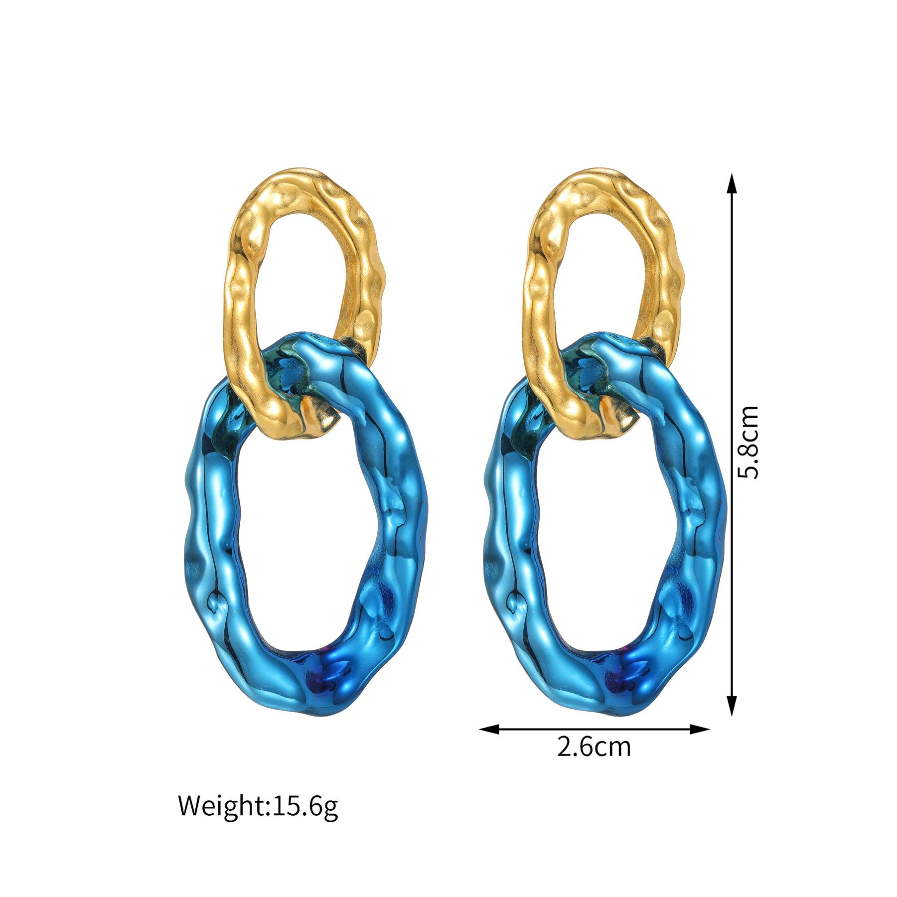 Unique titanium and steel double-ring earrings with irregular color-matched geometric ear accessories
Unique titanium and steel double-ring earrings with irregular color-matched geometric ear accessories