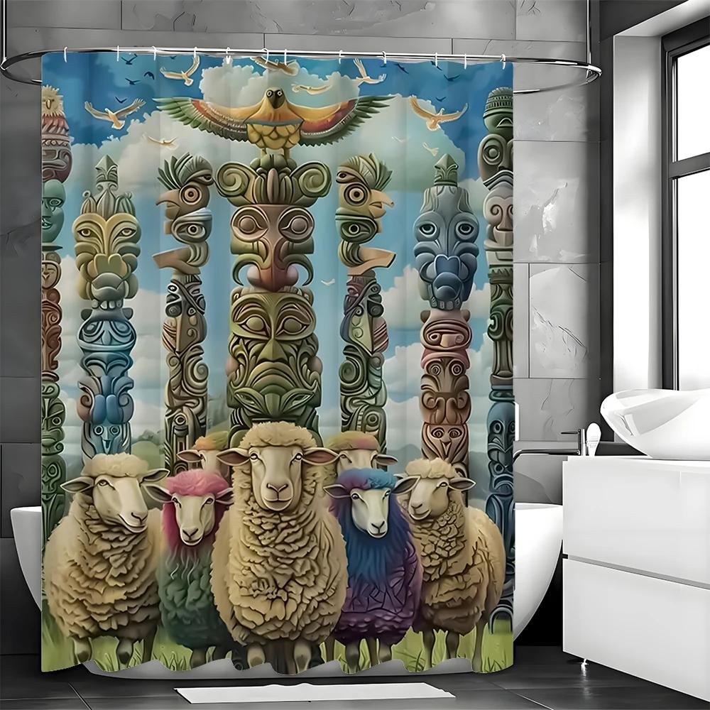 Sheep Egyptian Round Tengue Shower Curtain, Bathroom Decorative Shower Curtain, Waterproof Shower Curtain With Hooks W60H190(CM)-1 Pcs
Sheep Egyptian Round Tengue Shower Curtain, Bathroom Decorative Shower Curtain, Waterproof Shower Curtain With Hooks W60H190(CM)-1 Pcs