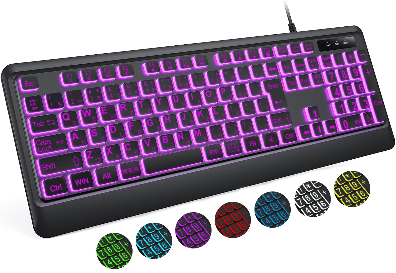 Large Letter Keyboard 7 Interchangeable Color Light Up USB Wired Computer USB Plug and Foldable Wired Full Size Keyboard for Laptop Extra - Backlight, чорний
Large Letter Keyboard 7 Interchangeable Color Light Up USB Wired Computer USB Plug and Foldable Wired Full Size Keyboard for Laptop Extra - Backlight, чорний