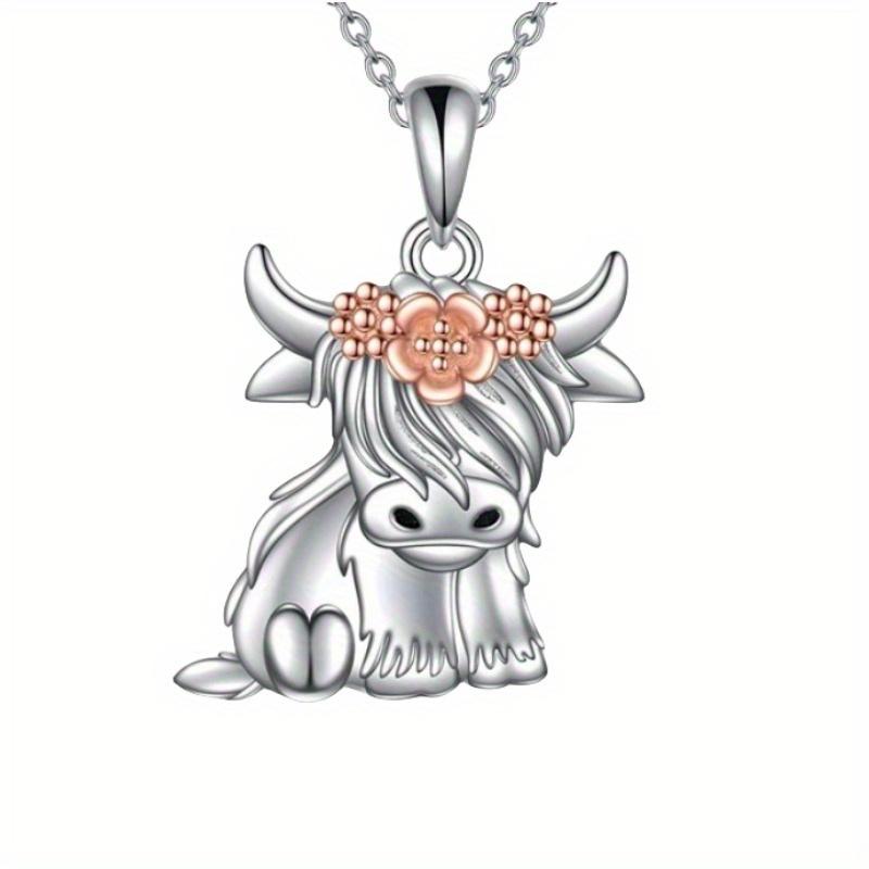 1pc Exquisite Mosaic Resin Highland Cow Pendant Necklace - Cartoon Animal Design, Plated White K Alloy Chain, Cute Birthday Anniversary Gift Idea
1pc Exquisite Mosaic Resin Highland Cow Pendant Necklace - Cartoon Animal Design, Plated White K Alloy Chain, Cute Birthday Anniversary Gift Idea