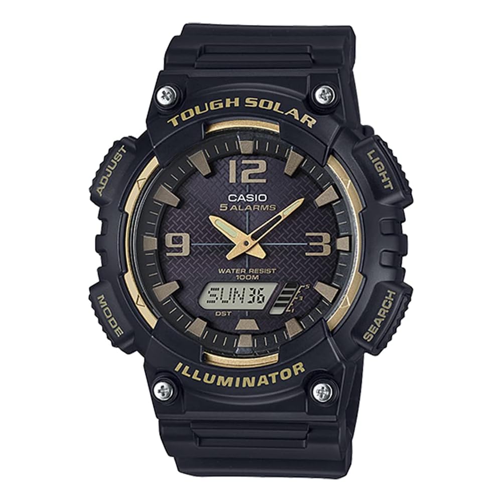 Casio Tough Solar Ana-Digi Quartz Watch AQ-S810 Series Men s Black Gold 50m Water Resistant
Casio Tough Solar Ana-Digi Quartz Watch AQ-S810 Series Men s Black Gold 50m Water Resistant