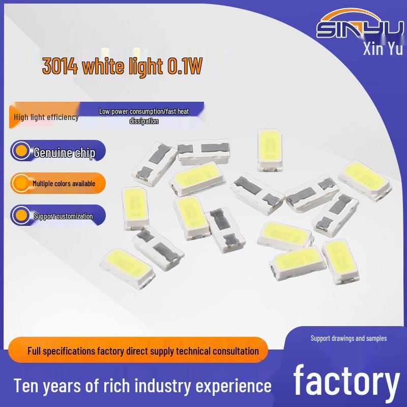 High-Efficiency Ultra-Bright 3014 White LED Light Beads, 0.1W, Surface Mount
High-Efficiency Ultra-Bright 3014 White LED Light Beads, 0.1W, Surface Mount