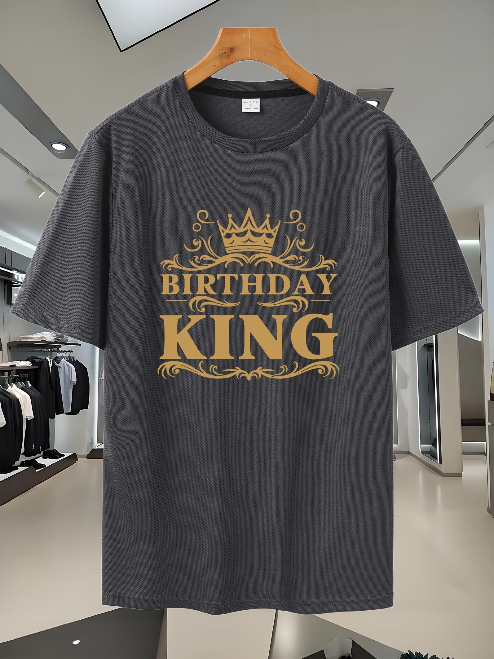 Navy Blue Birthday King Graphic T-shirt - Sporty Casual Short Sleeve Round Neck Tee with Golden Crown Print L
Navy Blue Birthday King Graphic T-shirt - Sporty Casual Short Sleeve Round Neck Tee with Golden Crown Print L