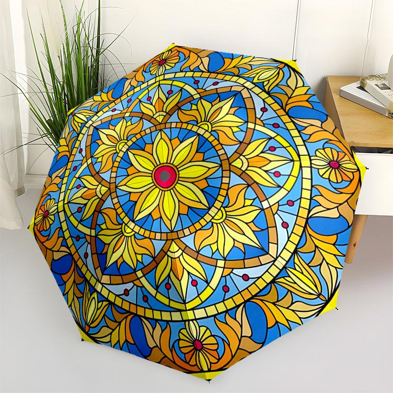 1pc Stained Mandala Automatic Umbrella - Stylish, Durable, with 8-Rib Manual Open Design, Elegant Black Handleyy250920159
1pc Stained Mandala Automatic Umbrella - Stylish, Durable, with 8-Rib Manual Open Design, Elegant Black Handleyy250920159