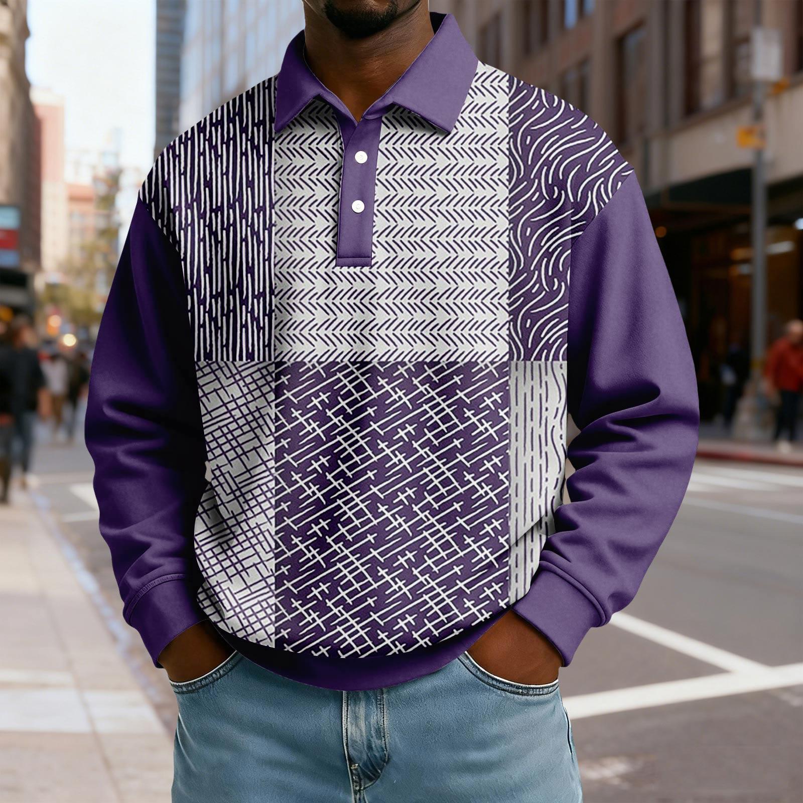 Чоловічий повсякденний вільний топ з колорблочним принтом, лацканами на ґудзиках та довгими рукавами XL фіолетовий
Чоловічий повсякденний вільний топ з колорблочним принтом, лацканами на ґудзиках та довгими рукавами XL фіолетовий