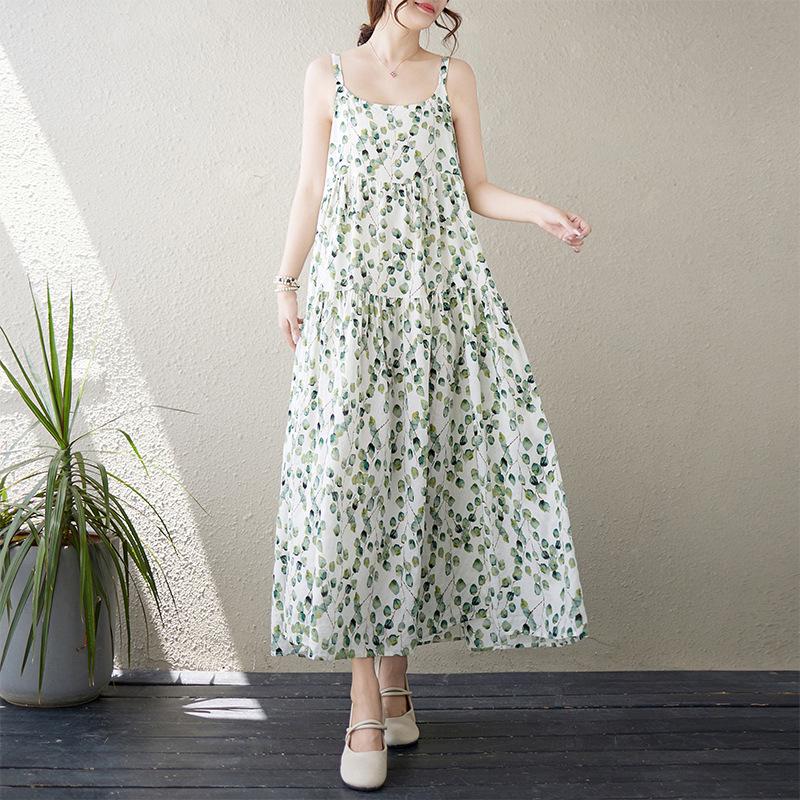 2024 Summer Cotton Linen Spaghetti Strap Floral Maxi Dress One Size
2024 Summer Cotton Linen Spaghetti Strap Floral Maxi Dress One Size
