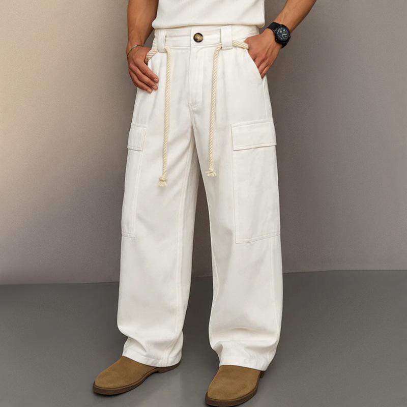 Men Casual Cargo Pants Multi Pocket Drawstring Waist Wide Leg Streetwear Trousers Outdoor Activities M білий
Men Casual Cargo Pants Multi Pocket Drawstring Waist Wide Leg Streetwear Trousers Outdoor Activities M білий