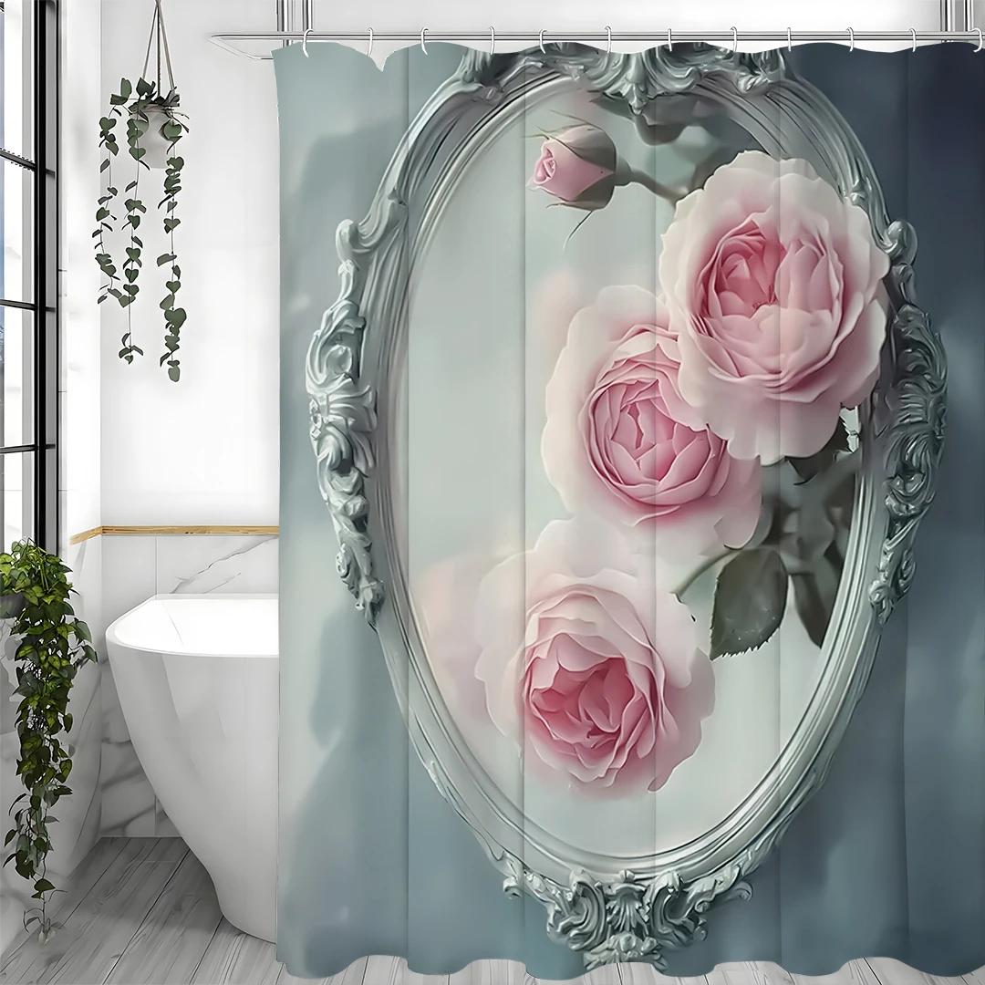 Mirror Flower Pink Rose Shower Curtain, Bathroom Decorative Shower Curtain, Waterproof Shower Curtain With Hooks W60H190(CM)-1 Pcs
Mirror Flower Pink Rose Shower Curtain, Bathroom Decorative Shower Curtain, Waterproof Shower Curtain With Hooks W60H190(CM)-1 Pcs