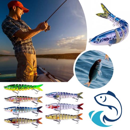 Jointed Artificial Bait Fishing Lure with 3D Eyes Realistic Looking Vibrant Color Fake Bait Hard Lure with Treble Hooks
Jointed Artificial Bait Fishing Lure with 3D Eyes Realistic Looking Vibrant Color Fake Bait Hard Lure with Treble Hooks