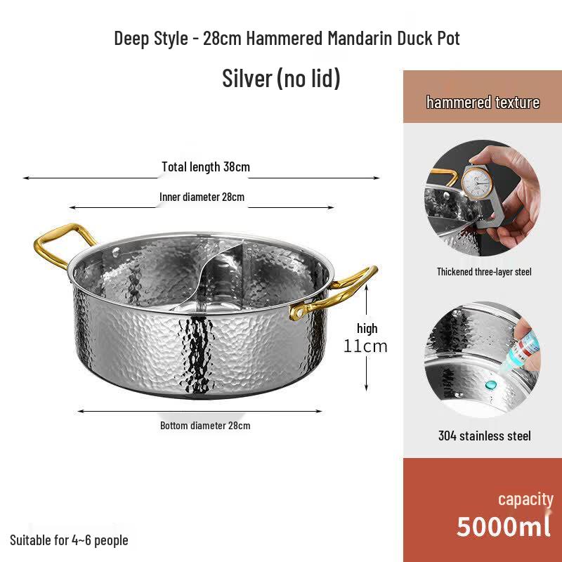 Yingtang 304 Stainless Steel Divided Hot Pot
Yingtang 304 Stainless Steel Divided Hot Pot