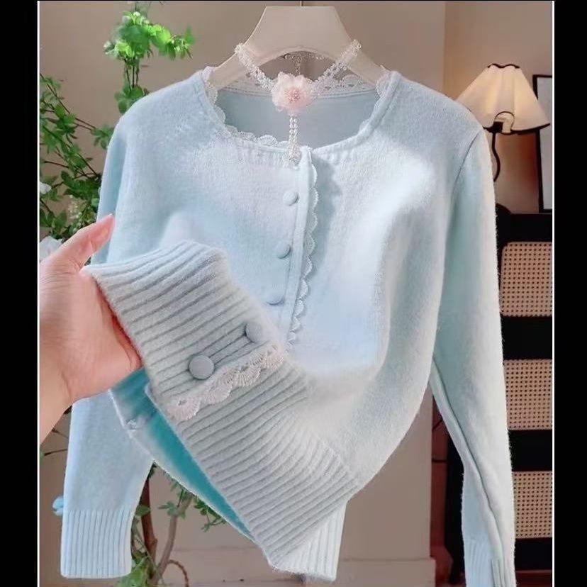 Вязаный кардиган с кружевной вставкой – Сладкий и свободный свитер для осени/зимы S розы красного
Вязаный кардиган с кружевной вставкой – Сладкий и свободный свитер для осени/зимы S розы красного