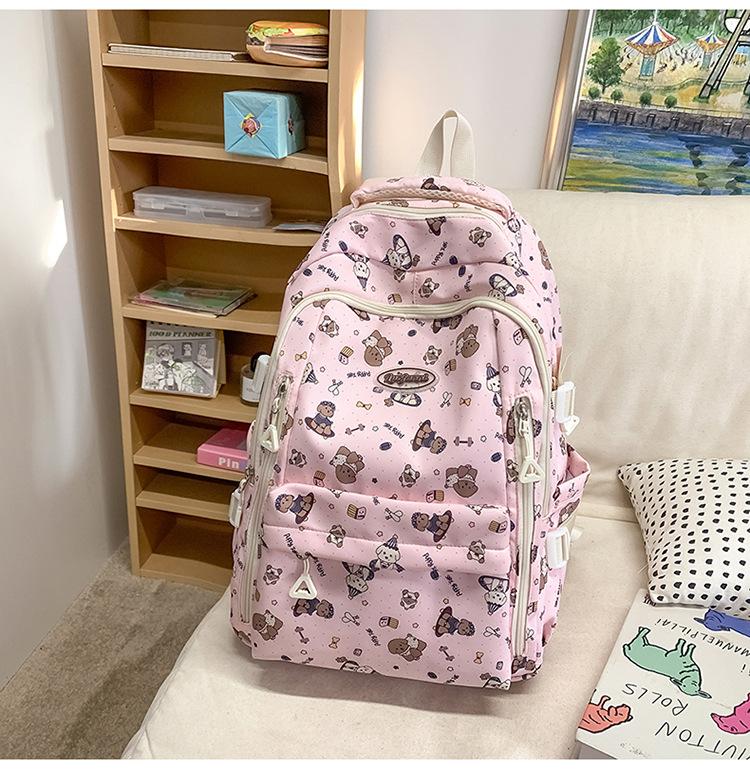 Middle school student backpack, light bear print, primary school student large-capacity schoolbag, girl cute backpack
Middle school student backpack, light bear print, primary school student large-capacity schoolbag, girl cute backpack