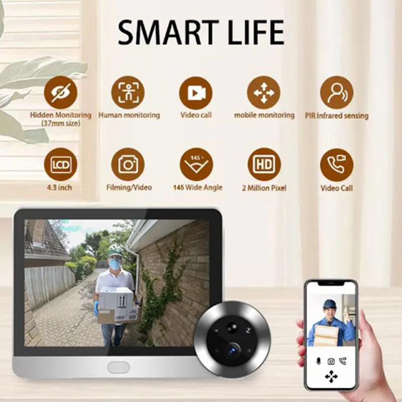 SY-36 4.3-inch Mini WiFi PIR Motion Detection Peephole Video Doorbell (Built-In Battery) Silver
SY-36 4.3-inch Mini WiFi PIR Motion Detection Peephole Video Doorbell (Built-In Battery) Silver