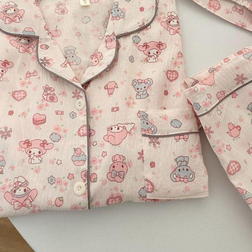 Japanese sweet full print pink Melody pajamas women s short-sleeved shorts cardigan two-piece set student dormitory loungewear S
Japanese sweet full print pink Melody pajamas women s short-sleeved shorts cardigan two-piece set student dormitory loungewear S