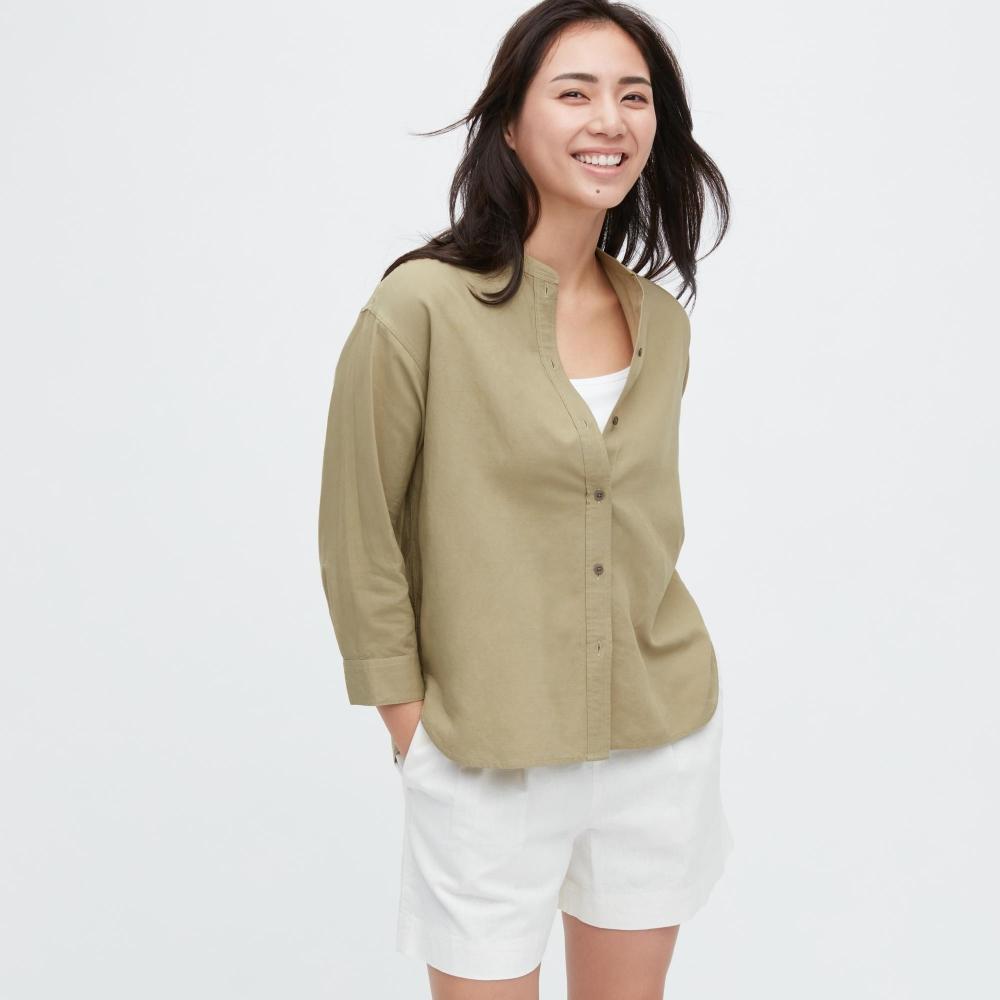 UNIQLO JAPAN Рубашка из смесового льна с воротником-стойкой и рукавом три четверти
UNIQLO JAPAN Рубашка из смесового льна с воротником-стойкой и рукавом три четверти