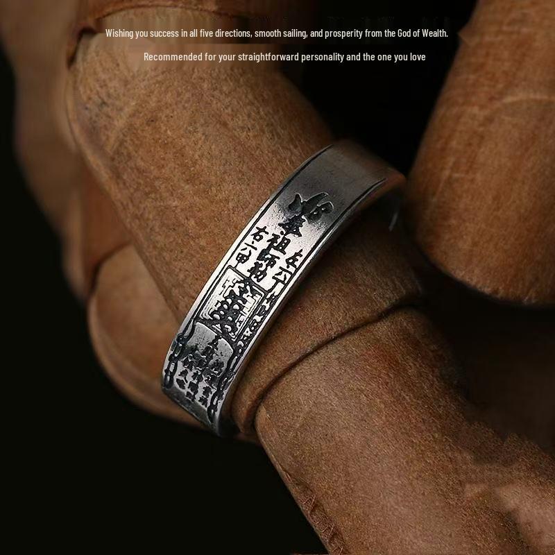 Unisex Retro 925 Sterling Silver Ring: Five-Way God of Wealth Dao Talisman Ornament.
Unisex Retro 925 Sterling Silver Ring: Five-Way God of Wealth Dao Talisman Ornament.
