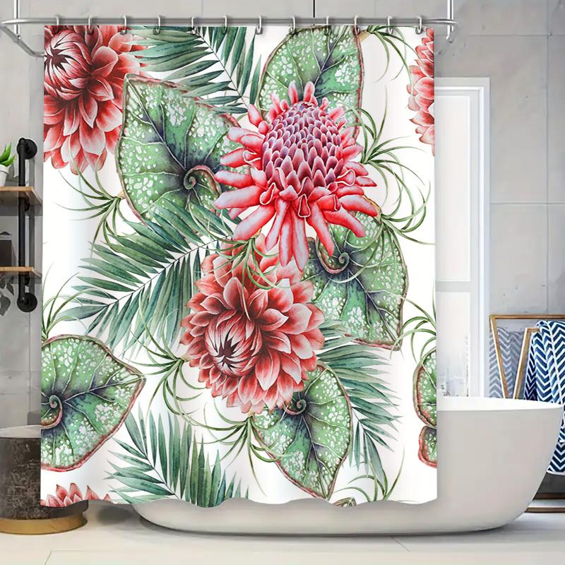 Red Floral Shower Curtain With Green Leaves Waterproof Fabric Bath Mat Decor For Bathroom Modern Home Accessories Available In V W60H190(CM)-1 Pcs
Red Floral Shower Curtain With Green Leaves Waterproof Fabric Bath Mat Decor For Bathroom Modern Home Accessories Available In V W60H190(CM)-1 Pcs