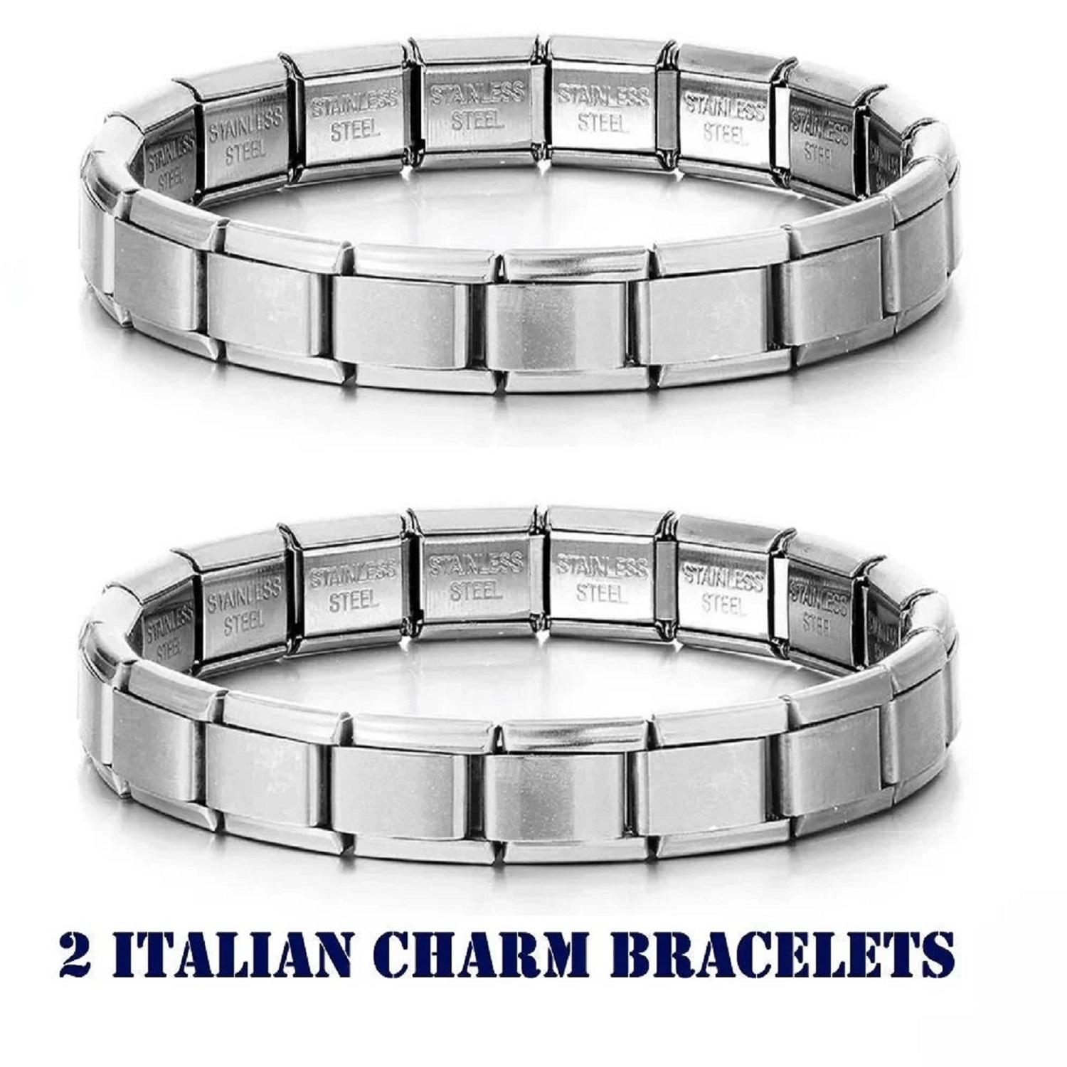 2 Italian Charm 18 Link Starter Bracelets - Fits 9mm Classic Italian Charm Bracelets, Stainless Steel (2 Pieces)
2 Italian Charm 18 Link Starter Bracelets - Fits 9mm Classic Italian Charm Bracelets, Stainless Steel (2 Pieces)