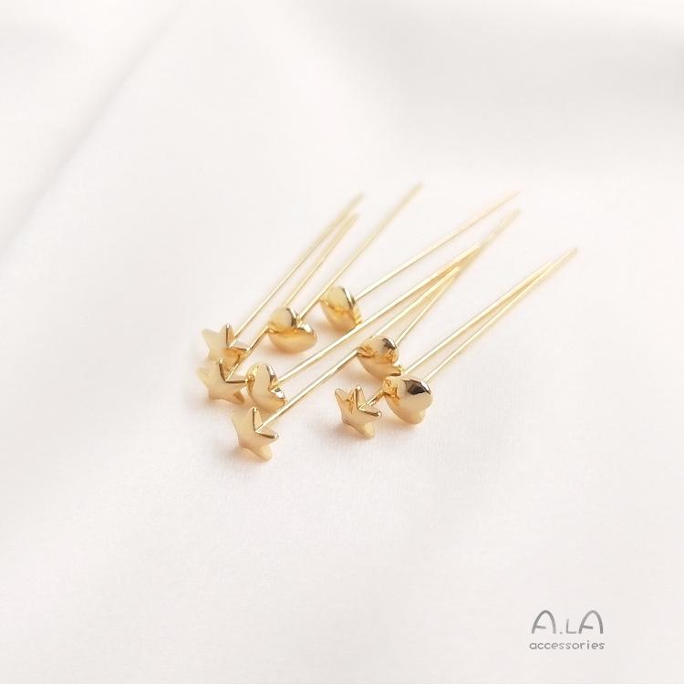 14K Gold-Filled T-Pins for DIY Jewelry: Color-Preserving Star and Heart Flat-Head Pins Gold-filled Star Pin 0.7*30mm 1 piece
14K Gold-Filled T-Pins for DIY Jewelry: Color-Preserving Star and Heart Flat-Head Pins Gold-filled Star Pin 0.7*30mm 1 piece