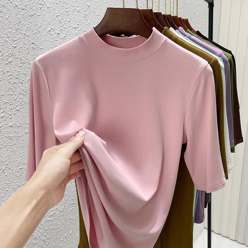 Black half-sleeved t-shirt women s summer new front shoulder stand-up collar slim t-shirt women s five-quarter-sleeved versatile top XXXL
Black half-sleeved t-shirt women s summer new front shoulder stand-up collar slim t-shirt women s five-quarter-sleeved versatile top XXXL