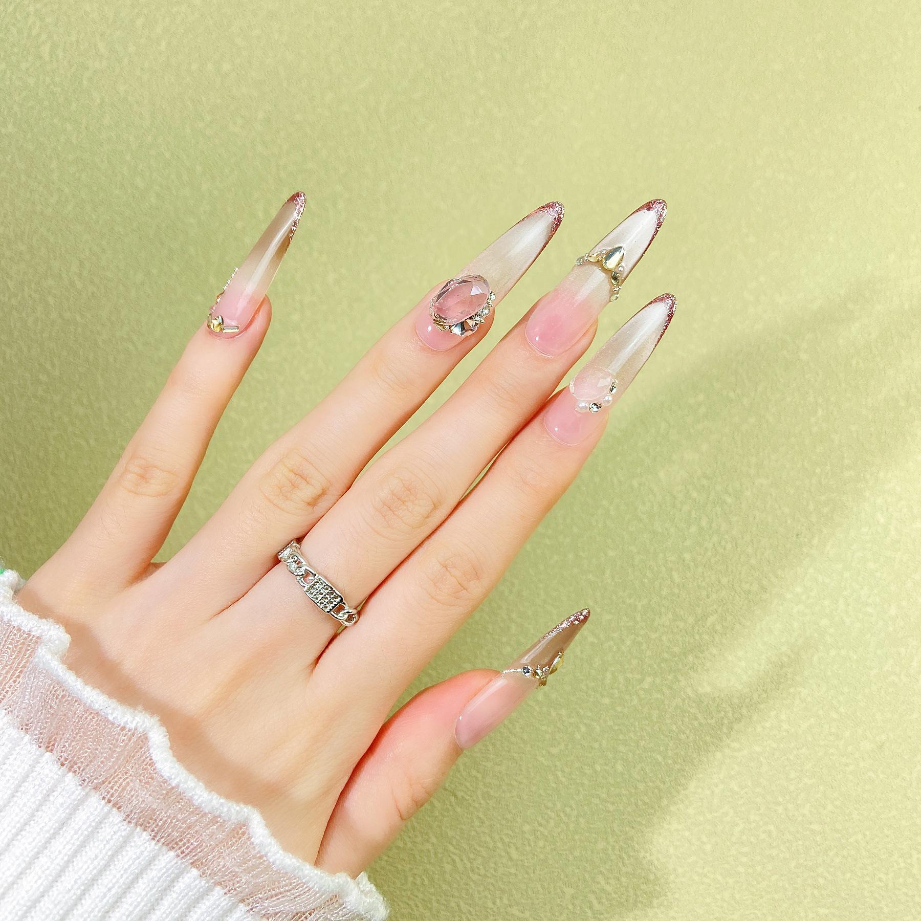Handmade Wearable Nude Translucent Rhinestone Nail Art: Bridal Luxury Custom Tips
Handmade Wearable Nude Translucent Rhinestone Nail Art: Bridal Luxury Custom Tips