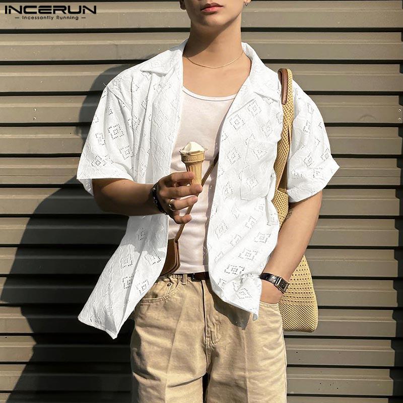 INCERUN Summer Men Short Sleeves Front Lace Patchwork See Through Loose Shirts S белый
INCERUN Summer Men Short Sleeves Front Lace Patchwork See Through Loose Shirts S белый