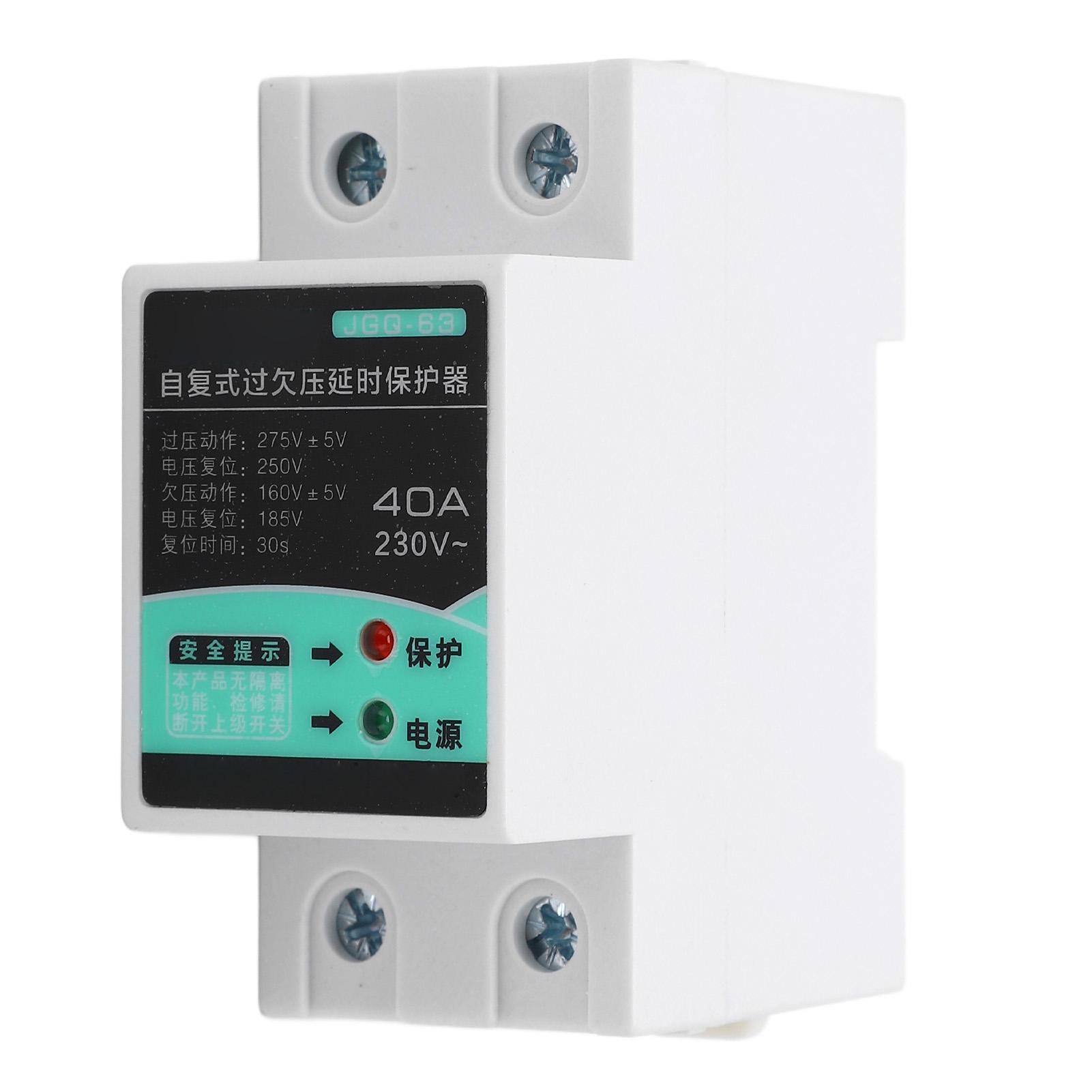 Over Under Voltage Protective Device Protector Auto Reset DIN Rail 230V 40A with Indicator
Over Under Voltage Protective Device Protector Auto Reset DIN Rail 230V 40A with Indicator