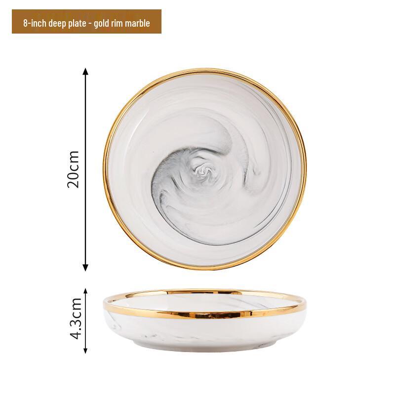 Элегантная melamine посуда с мраморным узором и золотым ободком
Элегантная melamine посуда с мраморным узором и золотым ободком