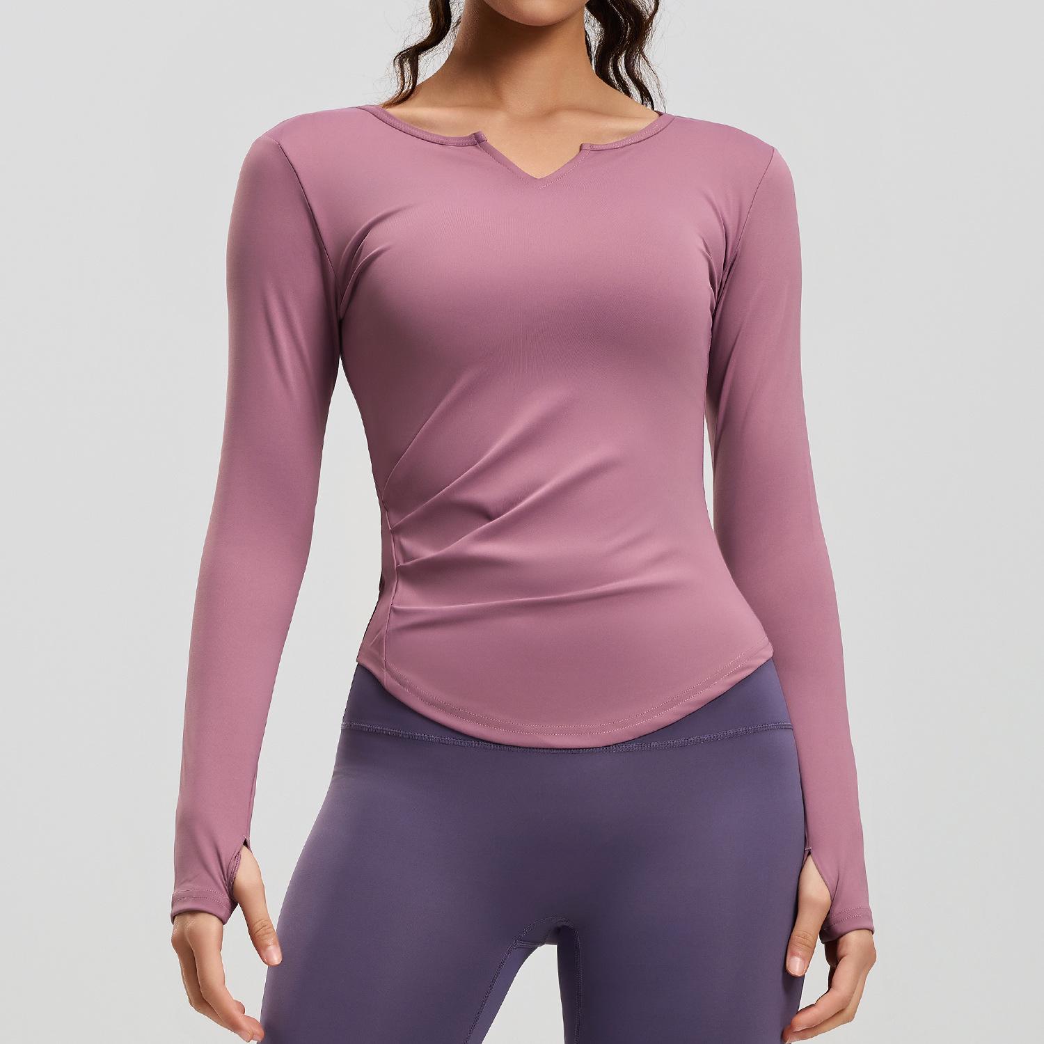 European V-Neck Long Sleeve Nude Feel Yoga Top with Pleated Waist - Slimming and Tight Fit Sportswear Large фіолетовий
European V-Neck Long Sleeve Nude Feel Yoga Top with Pleated Waist - Slimming and Tight Fit Sportswear Large фіолетовий