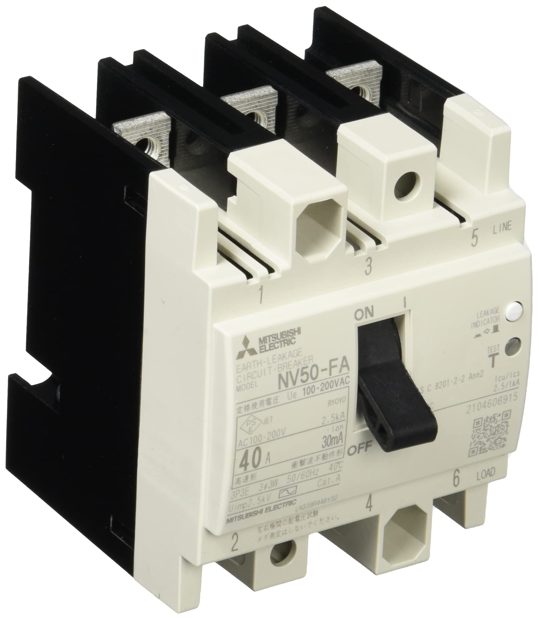 Mitsubishi Electric Earth Leakage Circuit Breaker FA Series for Control Panels Vertical Dimension 72mm Simple Back Wiring 3P 40A 30MA NV50-FA 100-200V
Mitsubishi Electric Earth Leakage Circuit Breaker FA Series for Control Panels Vertical Dimension 72mm Simple Back Wiring 3P 40A 30MA NV50-FA 100-200V