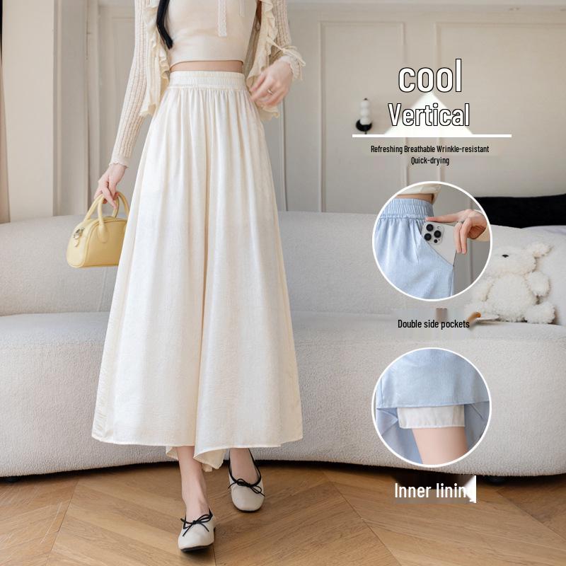 Plus Size Ice Silk Wide-Leg Cropped Pants - Breathable Faux Satin with Pockets Medium бежевый/слоновая кость
Plus Size Ice Silk Wide-Leg Cropped Pants - Breathable Faux Satin with Pockets Medium бежевый/слоновая кость