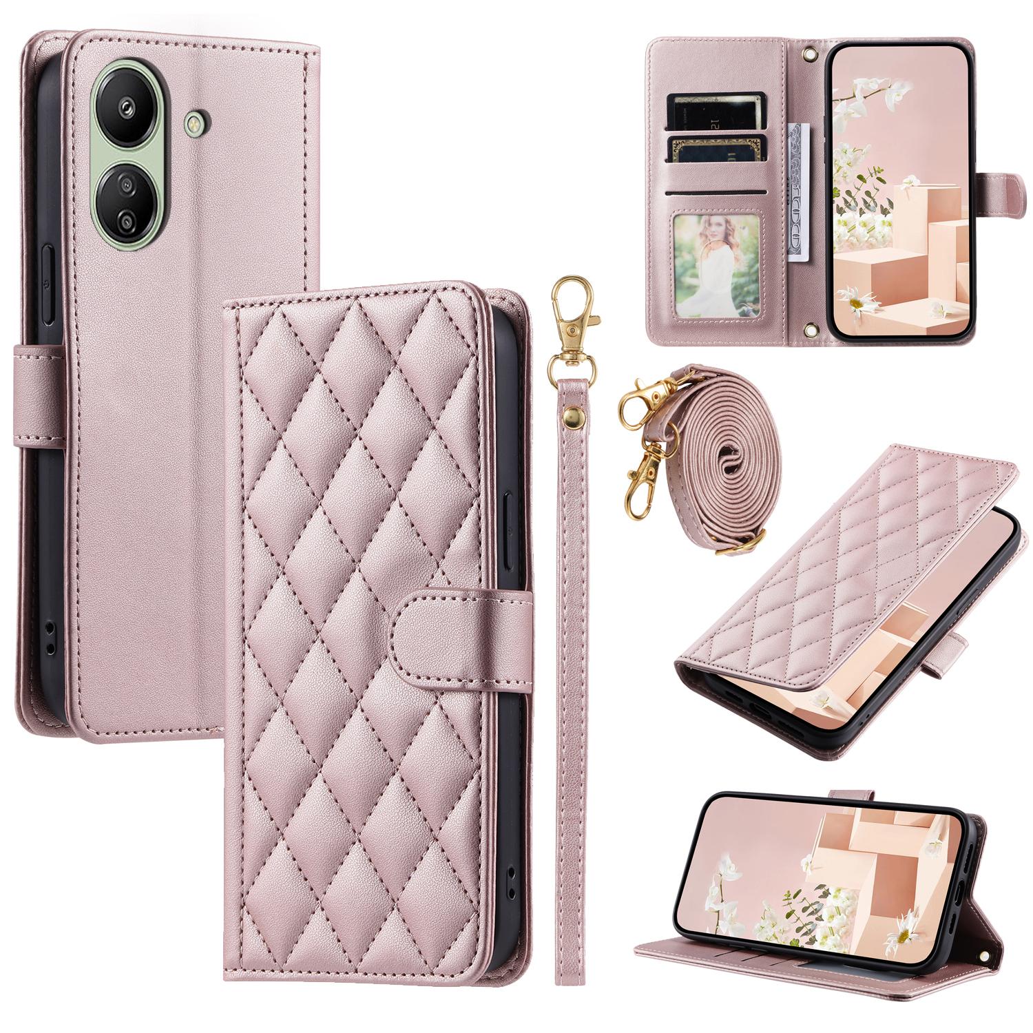 For Xiaomi Redmi 13C 4G/Poco C65 4G Case Wallet Rhombus Grid Pattern Phone Cover with Hand Strap Rose Gold
For Xiaomi Redmi 13C 4G/Poco C65 4G Case Wallet Rhombus Grid Pattern Phone Cover with Hand Strap Rose Gold