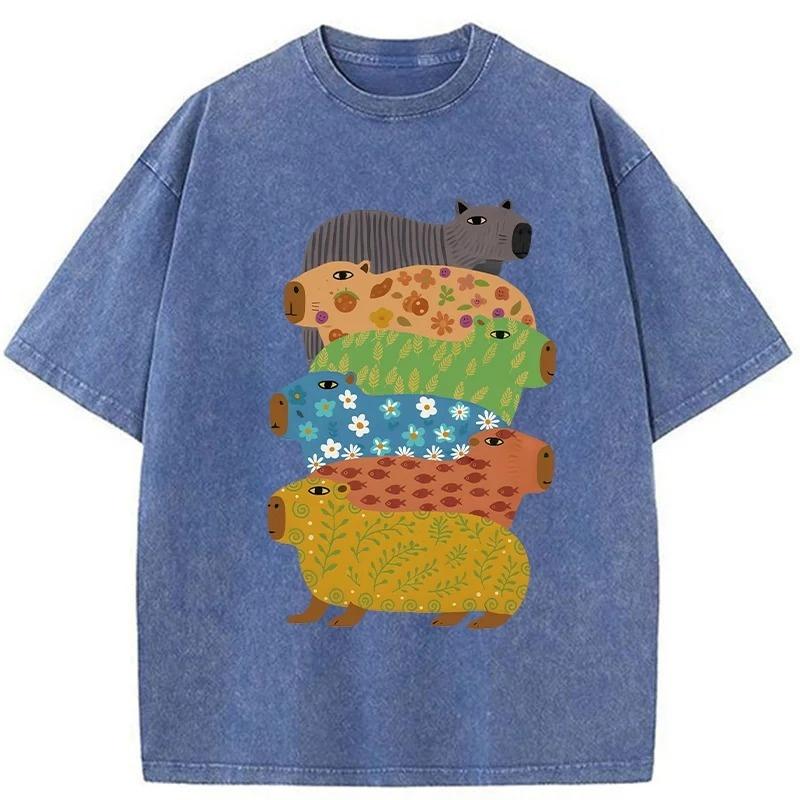 High Quality Summer T-shirt Casual Loose Short Sleeve Round Neck Washed Acid Tunics Men s Colorful Capybaras Cotton Tees 3XL
High Quality Summer T-shirt Casual Loose Short Sleeve Round Neck Washed Acid Tunics Men s Colorful Capybaras Cotton Tees 3XL
