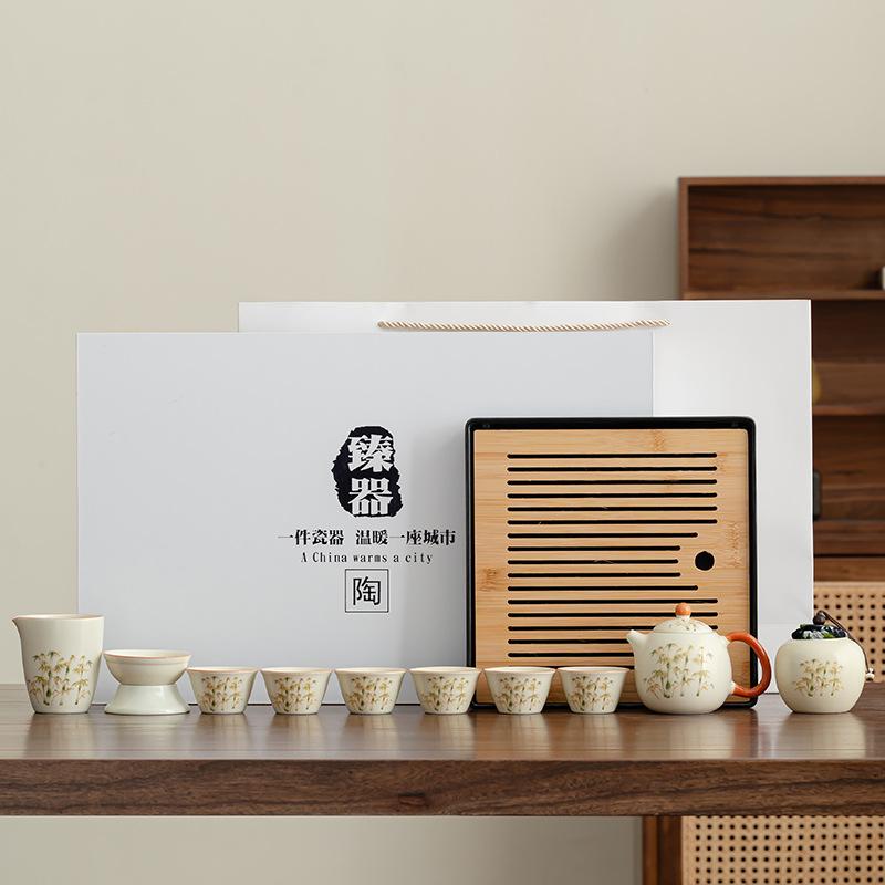 Chinese-style Ru kiln tea set with tea tray set, household open teacup, exquisite tea making, portable gift
Chinese-style Ru kiln tea set with tea tray set, household open teacup, exquisite tea making, portable gift