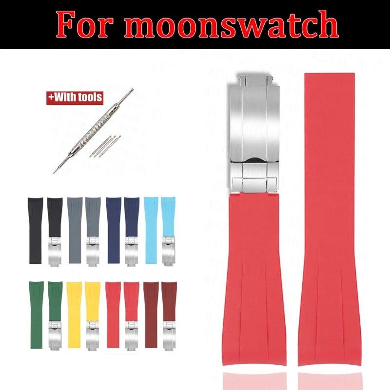 Изогнутый резиновый ремешок для часов Omega x Swatch Moonswatch, складная пряжка из нержавеющей стали, мужской и женский ремень из ТПУ для Rolex 20 мм
Изогнутый резиновый ремешок для часов Omega x Swatch Moonswatch, складная пряжка из нержавеющей стали, мужской и женский ремень из ТПУ для Rolex 20 мм