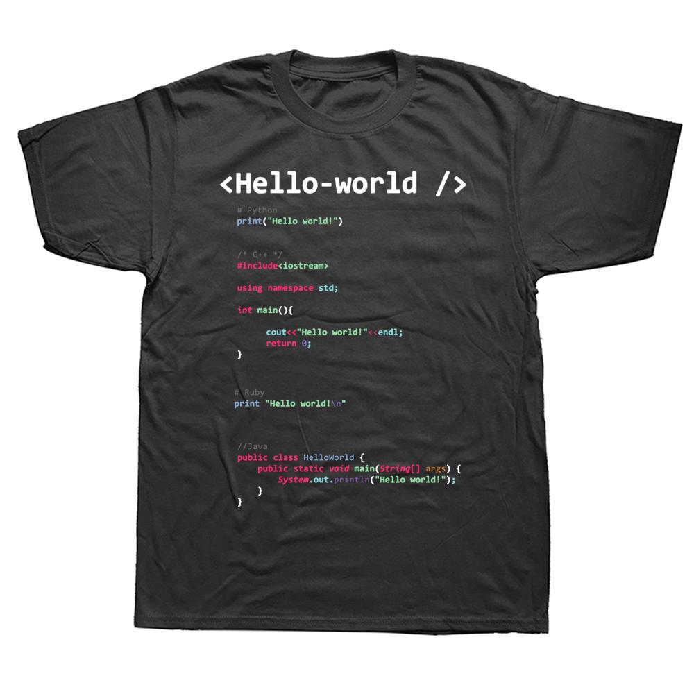 Новинка, потрясающие футболки для программистов Hello World, хлопковая уличная одежда с короткими рукавами, подарки на день рождения, летняя футболка
Новинка, потрясающие футболки для программистов Hello World, хлопковая уличная одежда с короткими рукавами, подарки на день рождения, летняя футболка