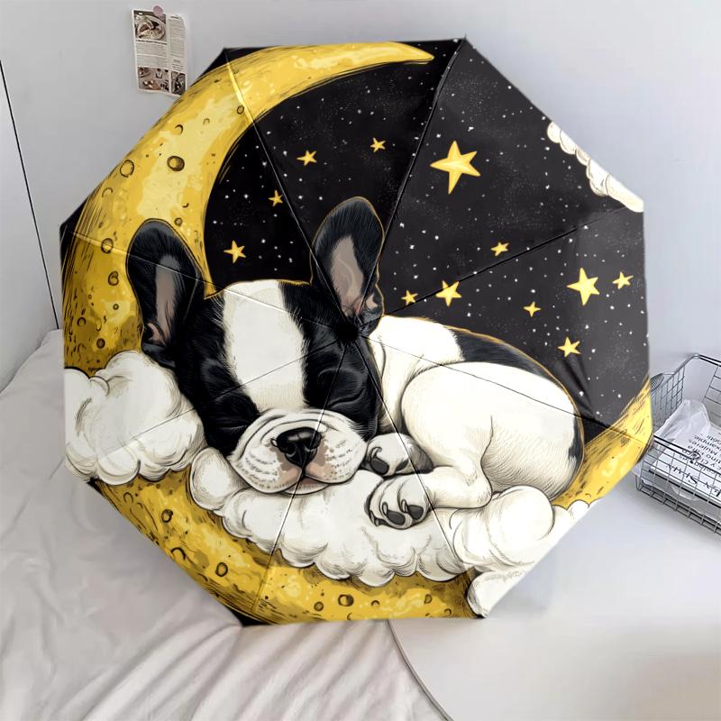 Boston Terrier pattern, automatic folding umbrella, portable and foldable design, 8 ribs, a Christmas or birthday gift.
Boston Terrier pattern, automatic folding umbrella, portable and foldable design, 8 ribs, a Christmas or birthday gift.