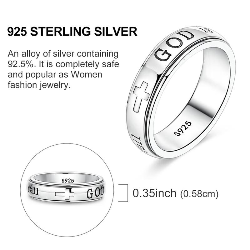 925 Sterling Silver Rotatable Spinner Ring Cross Inspirational Ring Religious Jewelry Gift for Women Girls 7
925 Sterling Silver Rotatable Spinner Ring Cross Inspirational Ring Religious Jewelry Gift for Women Girls 7