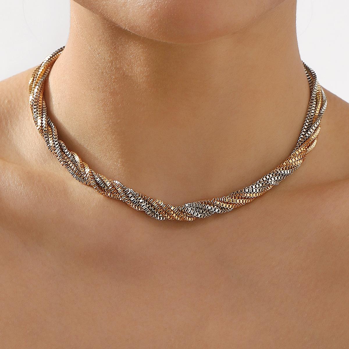 Tooxika Twisted Three-colour Twist Necklace Simple Temperament Small Multilayered Chain Stacking Choker
Tooxika Twisted Three-colour Twist Necklace Simple Temperament Small Multilayered Chain Stacking Choker