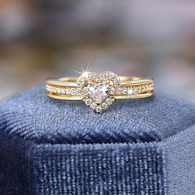 Романтическое обручальное кольцо Женское украшение любви Блестящий цирконий в форме сердца Аксессуары для пальцев для помолвки Изысканный подарок 10