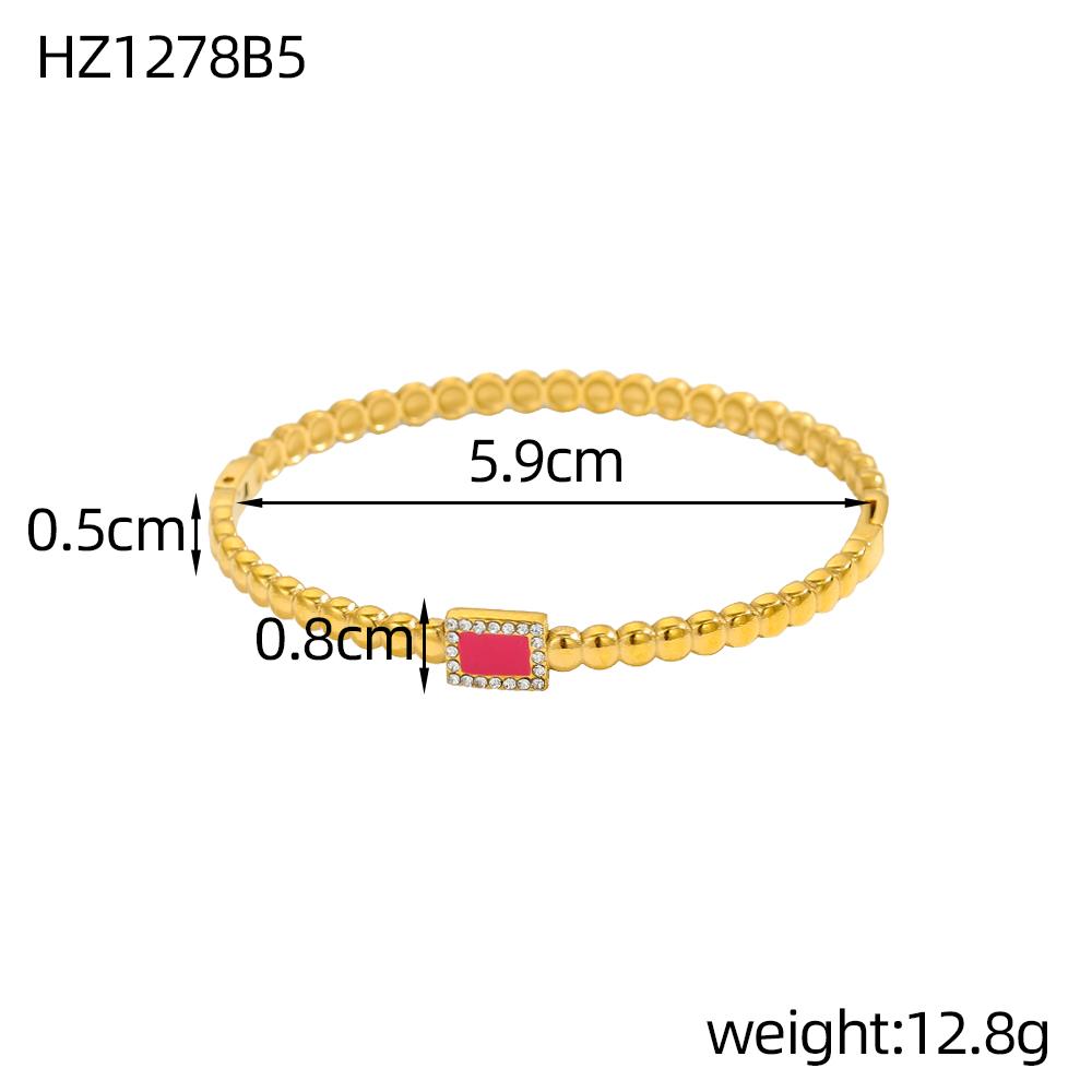 CARLIDANA New Gold Plated Beaded Enamel Oil Drop Zircon Bangle Waterproof Square Pendant Stainless Steel Bracelets for Women as photo
CARLIDANA New Gold Plated Beaded Enamel Oil Drop Zircon Bangle Waterproof Square Pendant Stainless Steel Bracelets for Women as photo