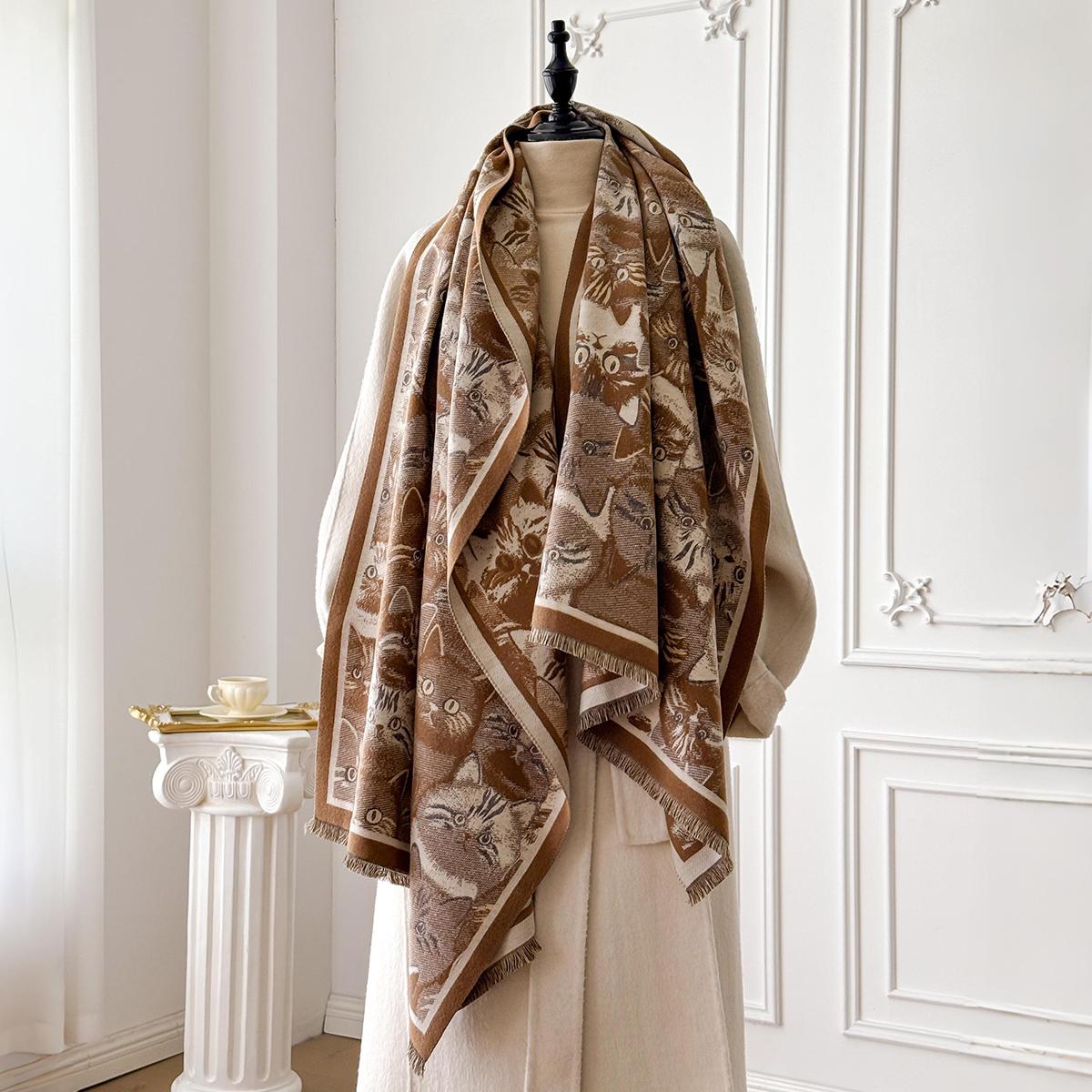 Women S Winter Fashion Warm Cat-Patterned Faux Cashmere Poncho - Thick Pashmina Shawl Wrap
Women S Winter Fashion Warm Cat-Patterned Faux Cashmere Poncho - Thick Pashmina Shawl Wrap
