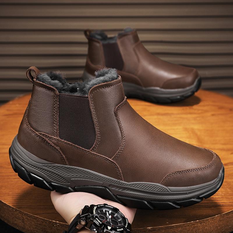 Winter new solid color dirt-resistant snow boots fur integrated men s shoes casual warm fleece thickened Northeast snow shoes 44
Winter new solid color dirt-resistant snow boots fur integrated men s shoes casual warm fleece thickened Northeast snow shoes 44