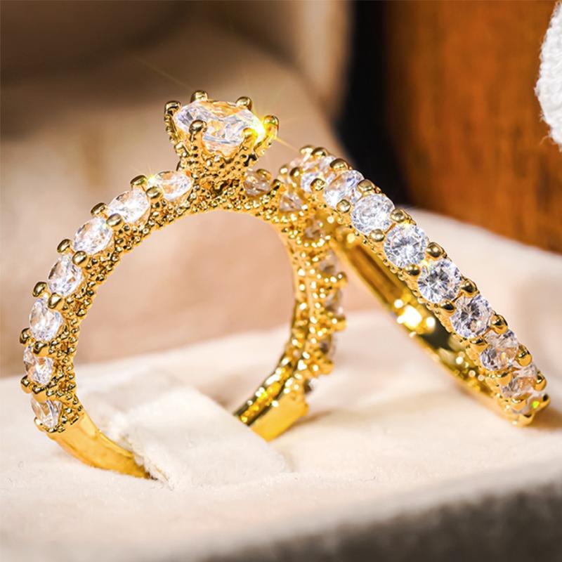 Huitan Gold Color Luxury 2Pcs/Set Rings With Shing Cubic Zirconia For Women Wedding Party Engagement Fancy Accessories Zircon 6
Huitan Gold Color Luxury 2Pcs/Set Rings With Shing Cubic Zirconia For Women Wedding Party Engagement Fancy Accessories Zircon 6
