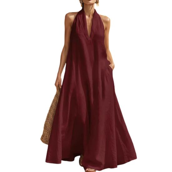 Summer Maxi Dress for Women Casual Sleeveless Halter V Neck Lapel Long Dress Beach Vacation Flowy Sundress with Pockets XXL вина червоного кольору
Summer Maxi Dress for Women Casual Sleeveless Halter V Neck Lapel Long Dress Beach Vacation Flowy Sundress with Pockets XXL вина червоного кольору