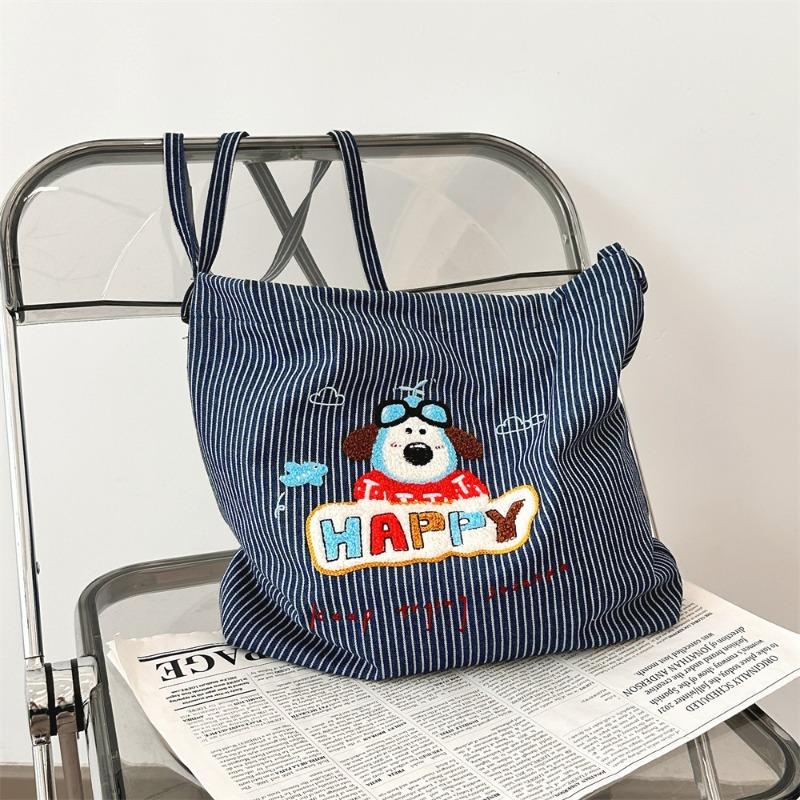 Literary cute puppy cartoon embroidered striped canvas bag student shoulder messenger bag female
Literary cute puppy cartoon embroidered striped canvas bag student shoulder messenger bag female