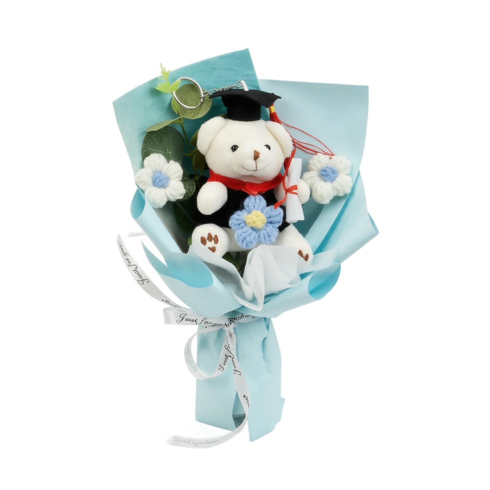 Handcrafted Knitted Bouquet with Plush Bear in Graduation Cap and Diploma Knitted Flowers Handmade Gift for Special Occasions and Celebrations One Size небо синє кольору
Handcrafted Knitted Bouquet with Plush Bear in Graduation Cap and Diploma Knitted Flowers Handmade Gift for Special Occasions and Celebrations One Size небо синє кольору