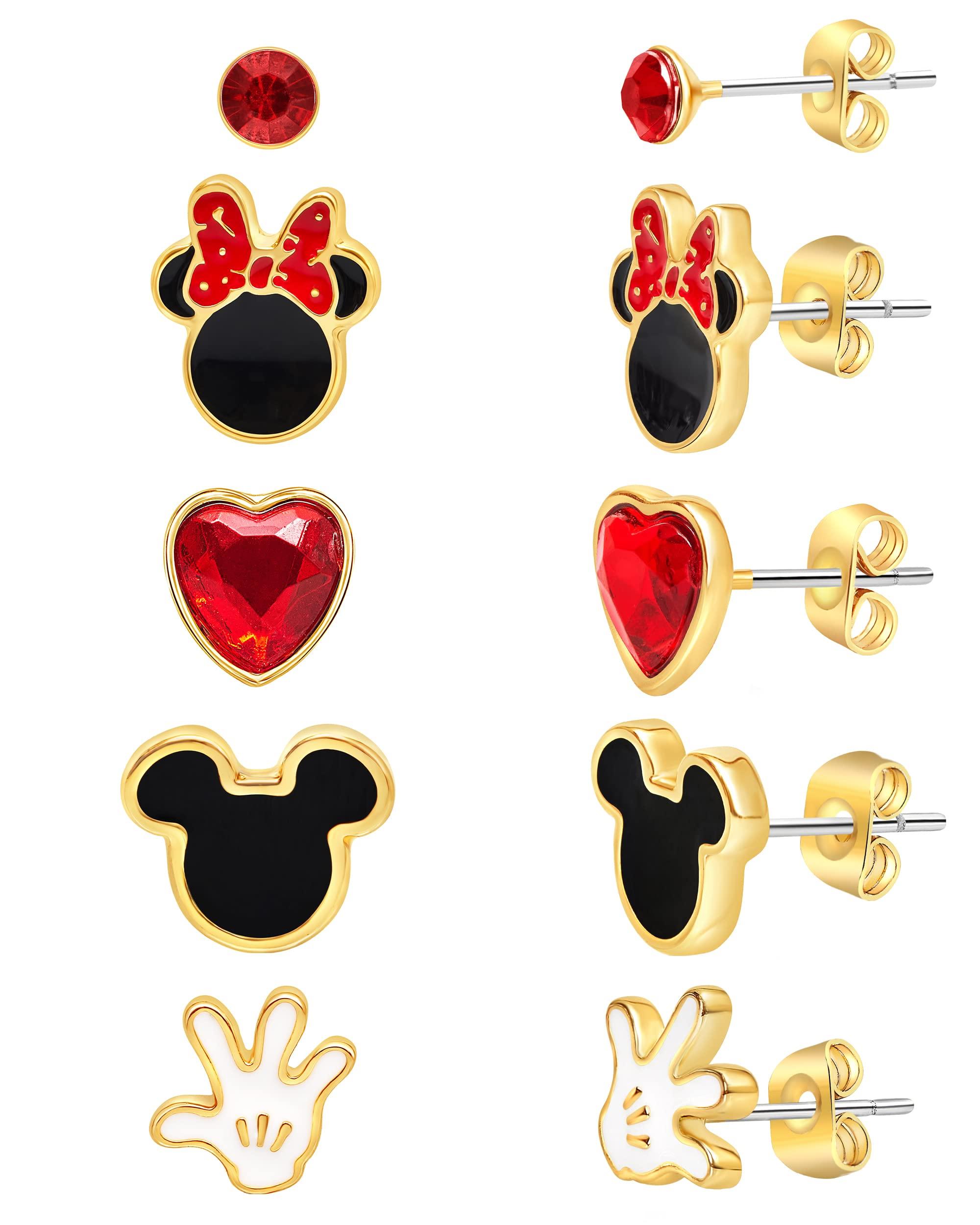 Disney Mickey and Minnie Mouse Fashion Stud Earring Classic Mickey and Minnie Set of 5 pairs - Red/Gold -
Disney Mickey and Minnie Mouse Fashion Stud Earring Classic Mickey and Minnie Set of 5 pairs - Red/Gold -